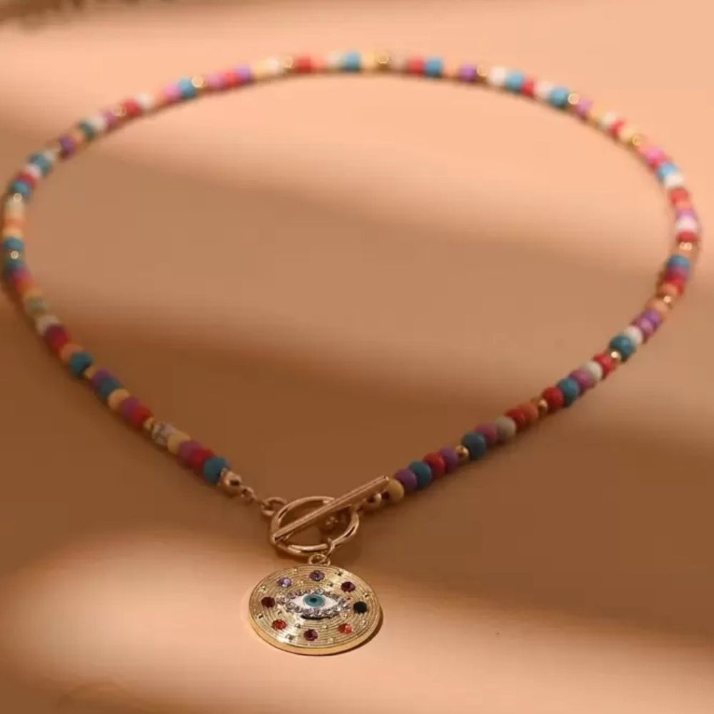 Multicolor evil eye Bead Necklace M709